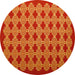 Round Abstract Yellow Contemporary Rug, con1047yw