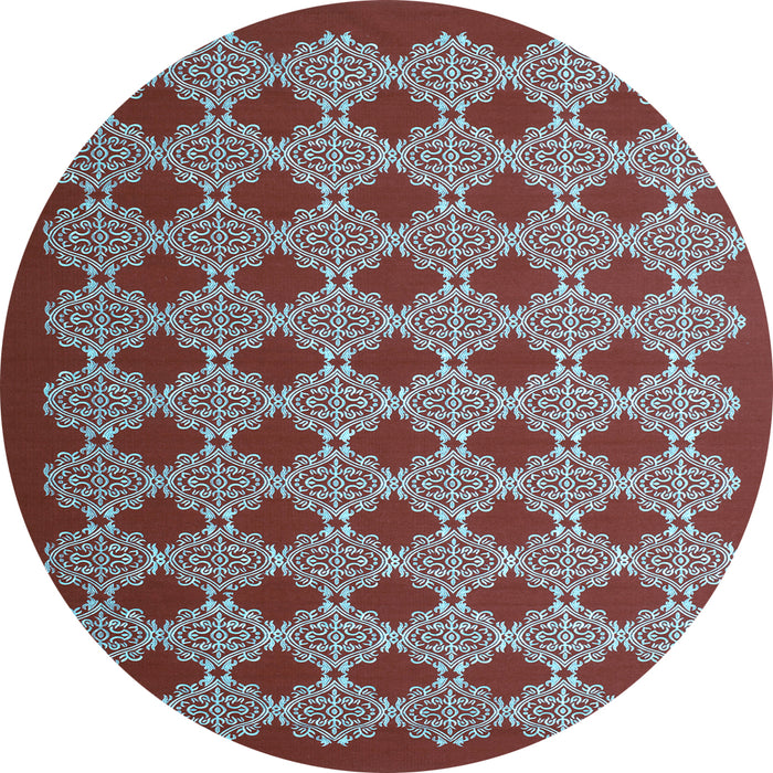 Round Abstract Light Blue Contemporary Rug, con1047lblu