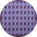 Round Abstract Blue Contemporary Rug, con1047blu