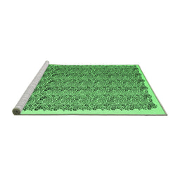 Sideview of Machine Washable Abstract Emerald Green Contemporary Area Rugs, wshcon1048emgrn