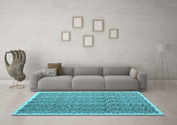 Machine Washable Abstract Light Blue Contemporary Rug in a Living Room, wshcon1048lblu