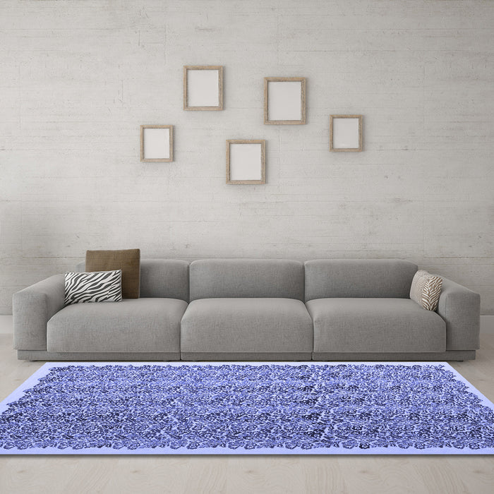 Machine Washable Abstract Blue Contemporary Rug in a Living Room, wshcon1048blu