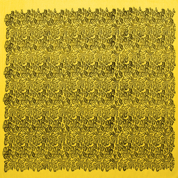 Square Abstract Yellow Contemporary Rug, con1048yw