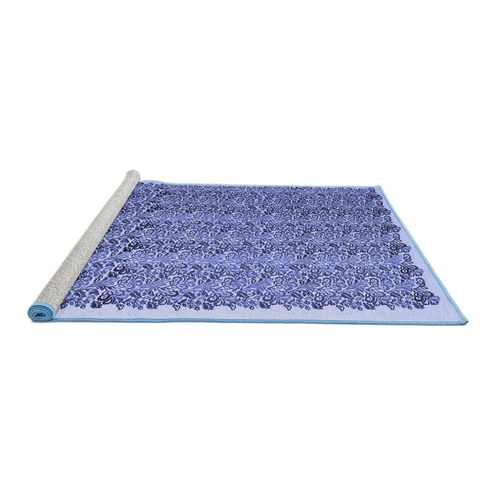Sideview of Machine Washable Abstract Blue Contemporary Rug, wshcon1048blu