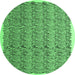 Round Machine Washable Abstract Emerald Green Contemporary Area Rugs, wshcon1048emgrn