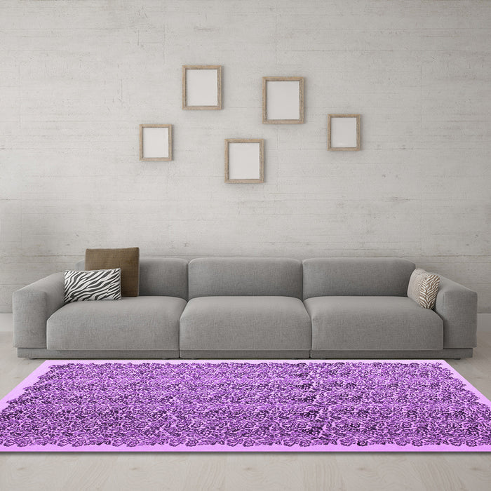 Machine Washable Abstract Purple Contemporary Area Rugs in a Living Room, wshcon1048pur
