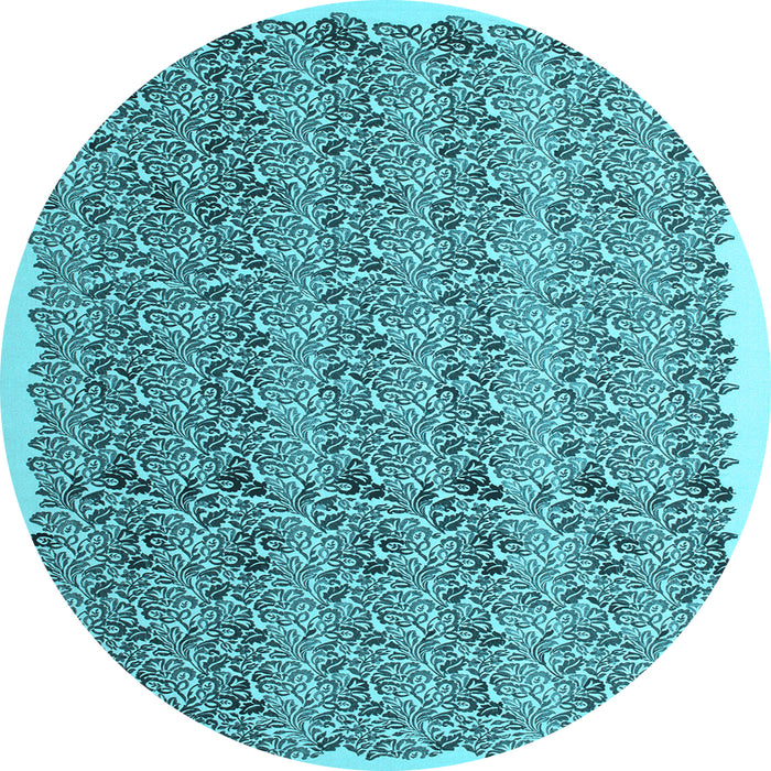 Round Abstract Light Blue Contemporary Rug, con1048lblu