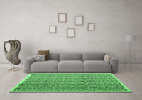 Machine Washable Abstract Emerald Green Contemporary Rug, wshcon1048emgrn