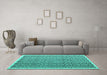 Machine Washable Abstract Turquoise Contemporary Area Rugs in a Living Room,, wshcon1048turq