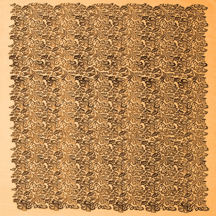 Round Machine Washable Abstract Orange Contemporary Area Rugs, wshcon1048org