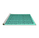 Sideview of Machine Washable Abstract Turquoise Contemporary Area Rugs, wshcon1048turq