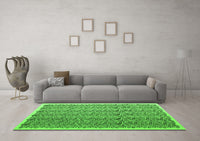 Machine Washable Abstract Green Contemporary Rug, wshcon1048grn