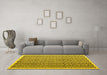 Machine Washable Abstract Yellow Contemporary Rug in a Living Room, wshcon1048yw