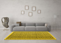 Machine Washable Abstract Yellow Contemporary Rug, wshcon1048yw