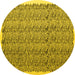 Round Machine Washable Abstract Yellow Contemporary Rug, wshcon1048yw