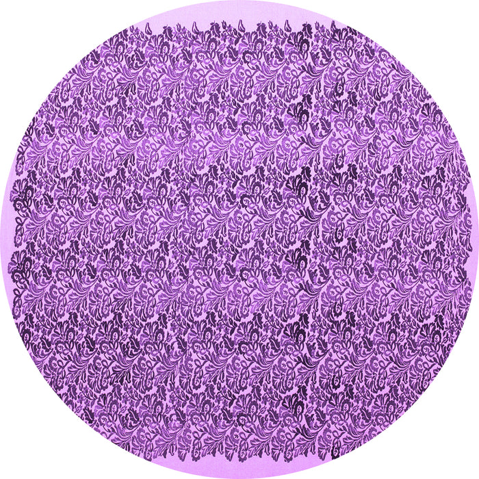 Round Machine Washable Abstract Purple Contemporary Area Rugs, wshcon1048pur