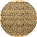 Round Abstract Brown Contemporary Rug, con1048brn