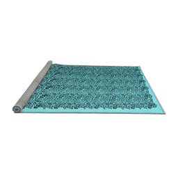 Sideview of Machine Washable Abstract Light Blue Contemporary Rug, wshcon1048lblu