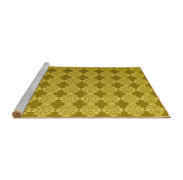 Sideview of Machine Washable Abstract Yellow Contemporary Rug, wshcon1049yw