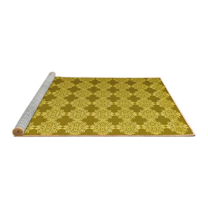Sideview of Machine Washable Abstract Yellow Contemporary Rug, wshcon1049yw