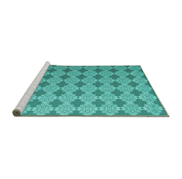 Sideview of Machine Washable Abstract Turquoise Contemporary Area Rugs, wshcon1049turq