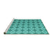 Sideview of Machine Washable Abstract Turquoise Contemporary Area Rugs, wshcon1049turq