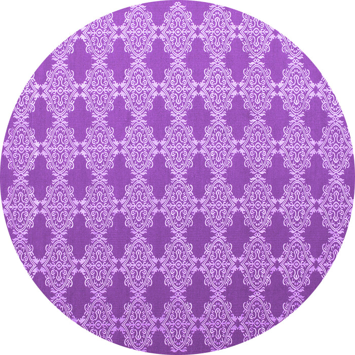 Round Machine Washable Abstract Purple Contemporary Area Rugs, wshcon1049pur