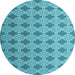 Round Abstract Light Blue Contemporary Rug, con1049lblu