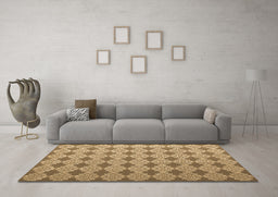Machine Washable Abstract Brown Contemporary Rug in a Living Room,, wshcon1049brn