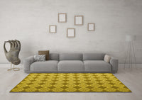 Machine Washable Abstract Yellow Contemporary Rug, wshcon1049yw