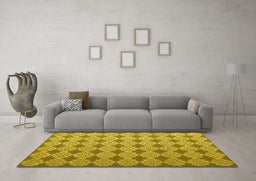 Machine Washable Abstract Yellow Contemporary Rug in a Living Room, wshcon1049yw
