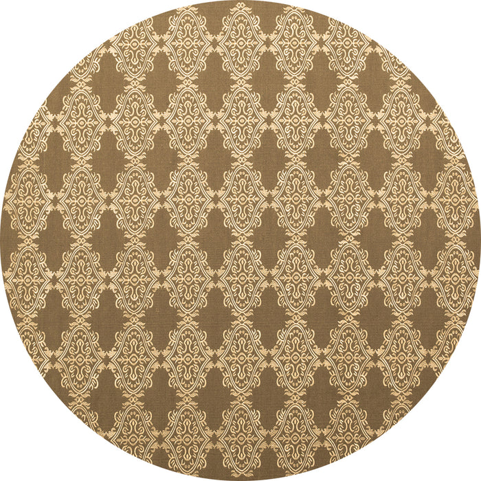 Round Abstract Brown Contemporary Rug, con1049brn