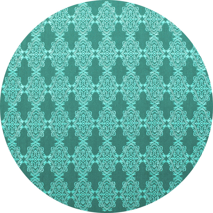 Round Machine Washable Abstract Turquoise Contemporary Area Rugs, wshcon1049turq
