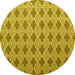 Round Machine Washable Abstract Yellow Contemporary Rug, wshcon1049yw