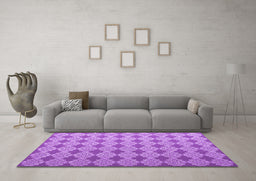 Machine Washable Abstract Purple Contemporary Area Rugs in a Living Room, wshcon1049pur