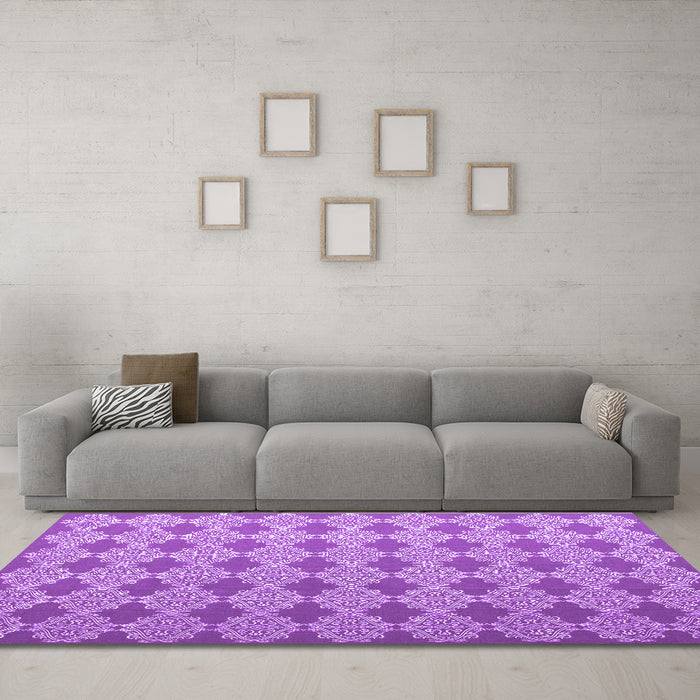 Machine Washable Abstract Purple Contemporary Area Rugs in a Living Room, wshcon1049pur