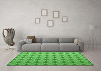 Machine Washable Abstract Green Contemporary Rug, wshcon1049grn