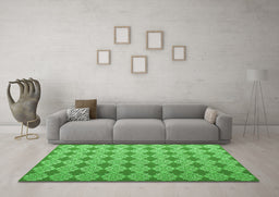 Machine Washable Abstract Green Contemporary Area Rugs in a Living Room,, wshcon1049grn