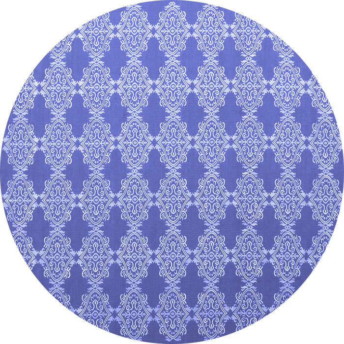 Round Machine Washable Abstract Blue Contemporary Rug, wshcon1049blu