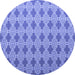Round Machine Washable Abstract Blue Contemporary Rug, wshcon1049blu