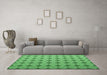 Machine Washable Abstract Emerald Green Contemporary Area Rugs in a Living Room,, wshcon1049emgrn