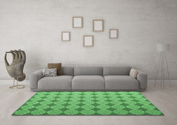 Machine Washable Abstract Emerald Green Contemporary Area Rugs in a Living Room,, wshcon1049emgrn