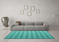 Machine Washable Abstract Turquoise Contemporary Rug, wshcon1049turq