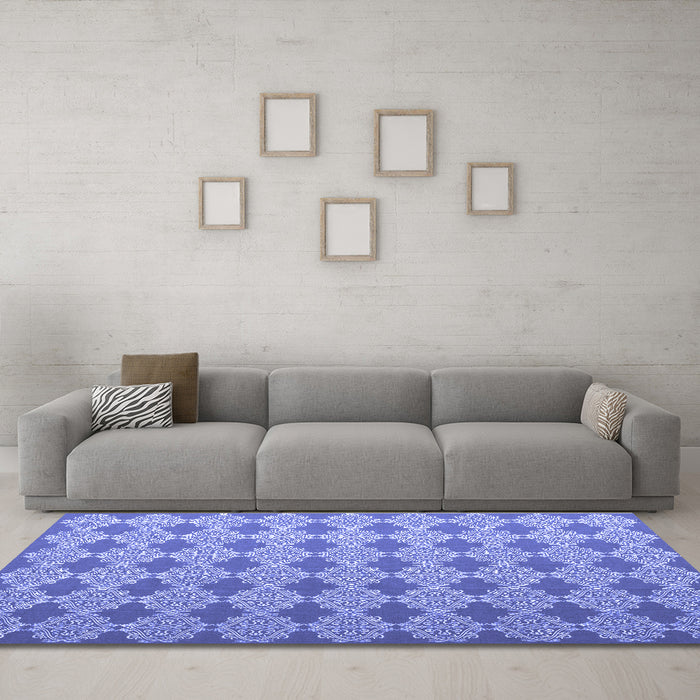 Machine Washable Abstract Blue Contemporary Rug in a Living Room, wshcon1049blu