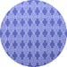 Round Abstract Blue Contemporary Rug, con1049blu