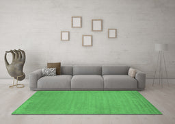 Machine Washable Abstract Emerald Green Contemporary Area Rugs in a Living Room,, wshcon104emgrn