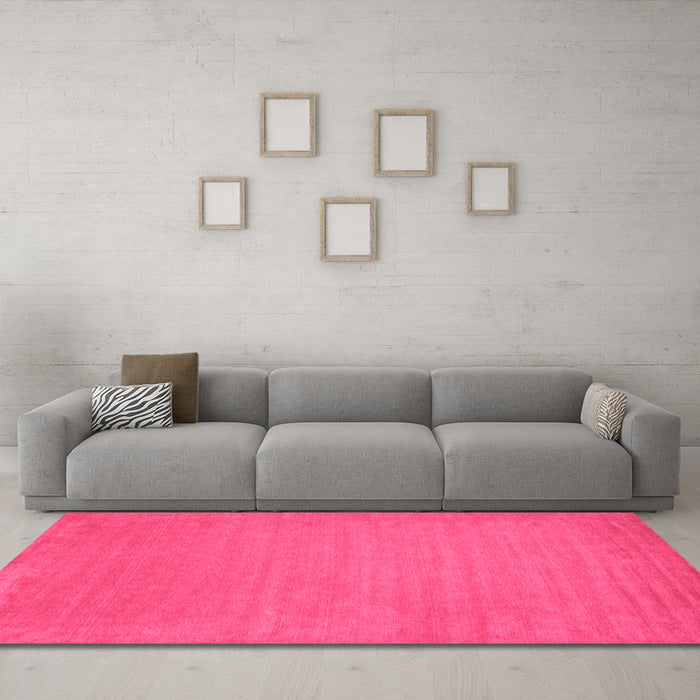 Machine Washable Abstract Pink Contemporary Rug in a Living Room, wshcon104pnk