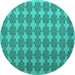 Round Machine Washable Abstract Turquoise Contemporary Area Rugs, wshcon1050turq