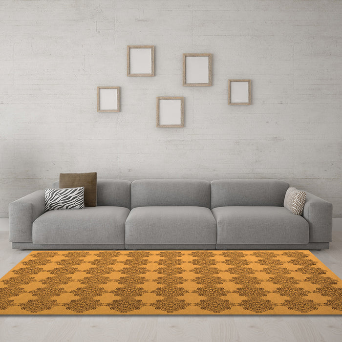 Machine Washable Abstract Orange Contemporary Area Rugs in a Living Room, wshcon1050org