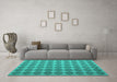 Machine Washable Abstract Turquoise Contemporary Area Rugs in a Living Room,, wshcon1050turq